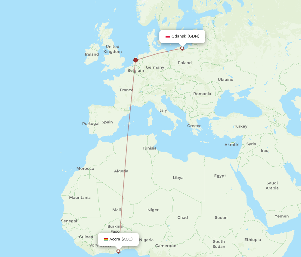 ACC-GDN flight routes