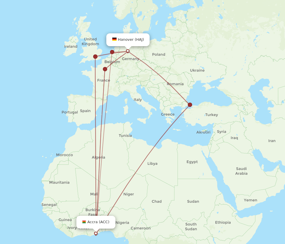 ACC-HAJ flight routes