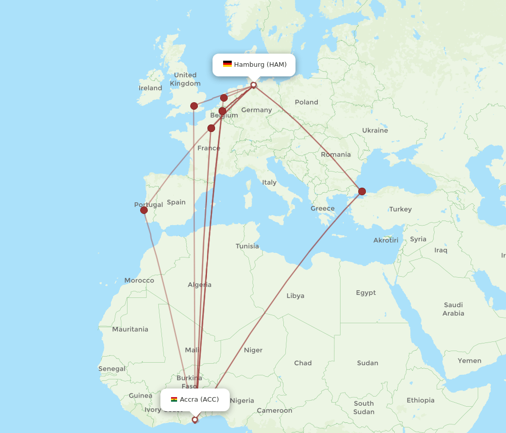 ACC-HAM flight routes