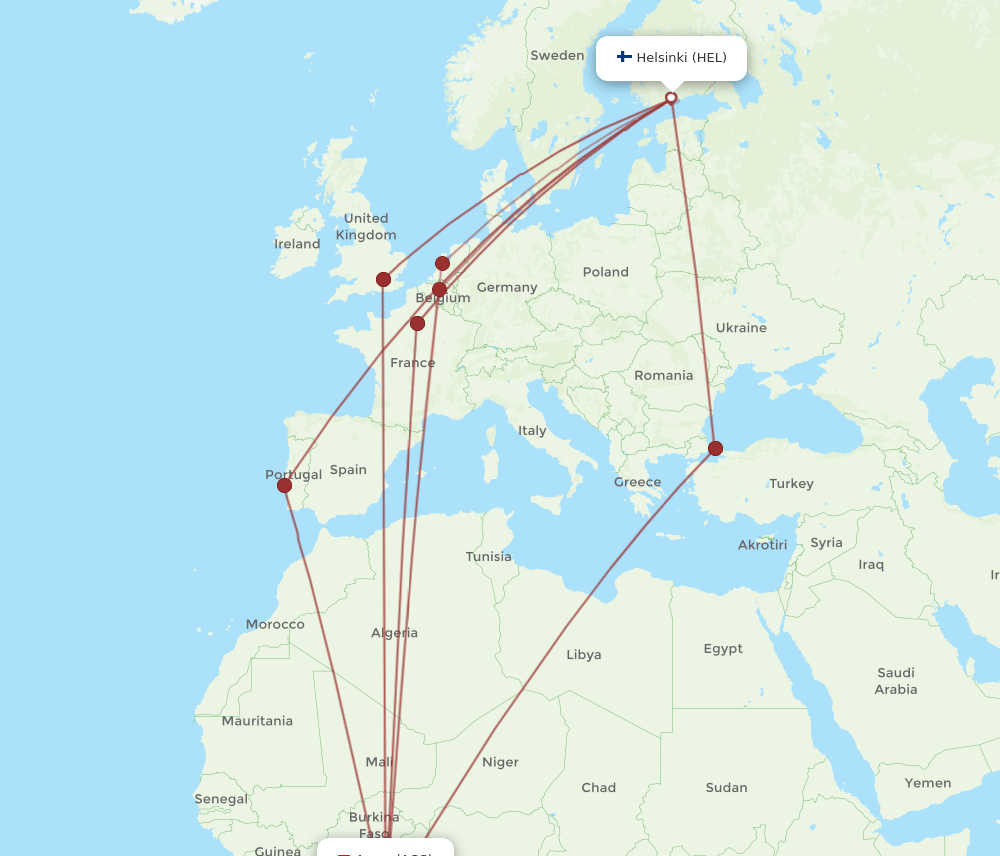ACC-HEL flight routes