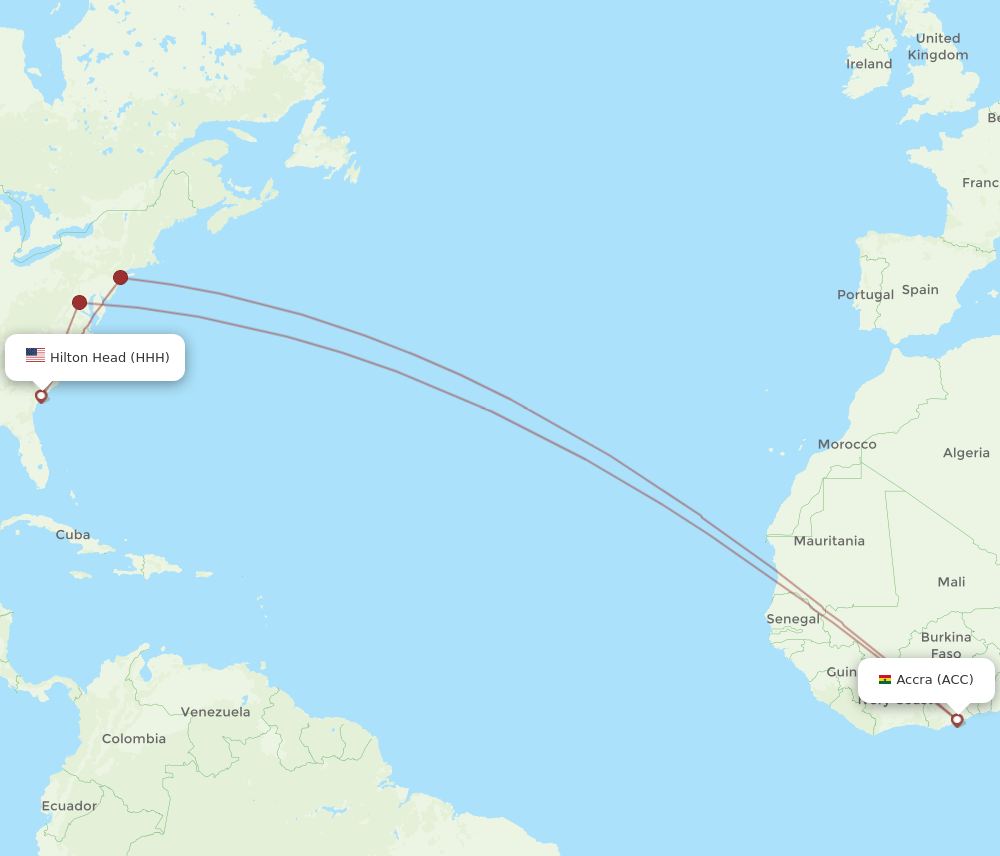 ACC to HHH flights and routes map