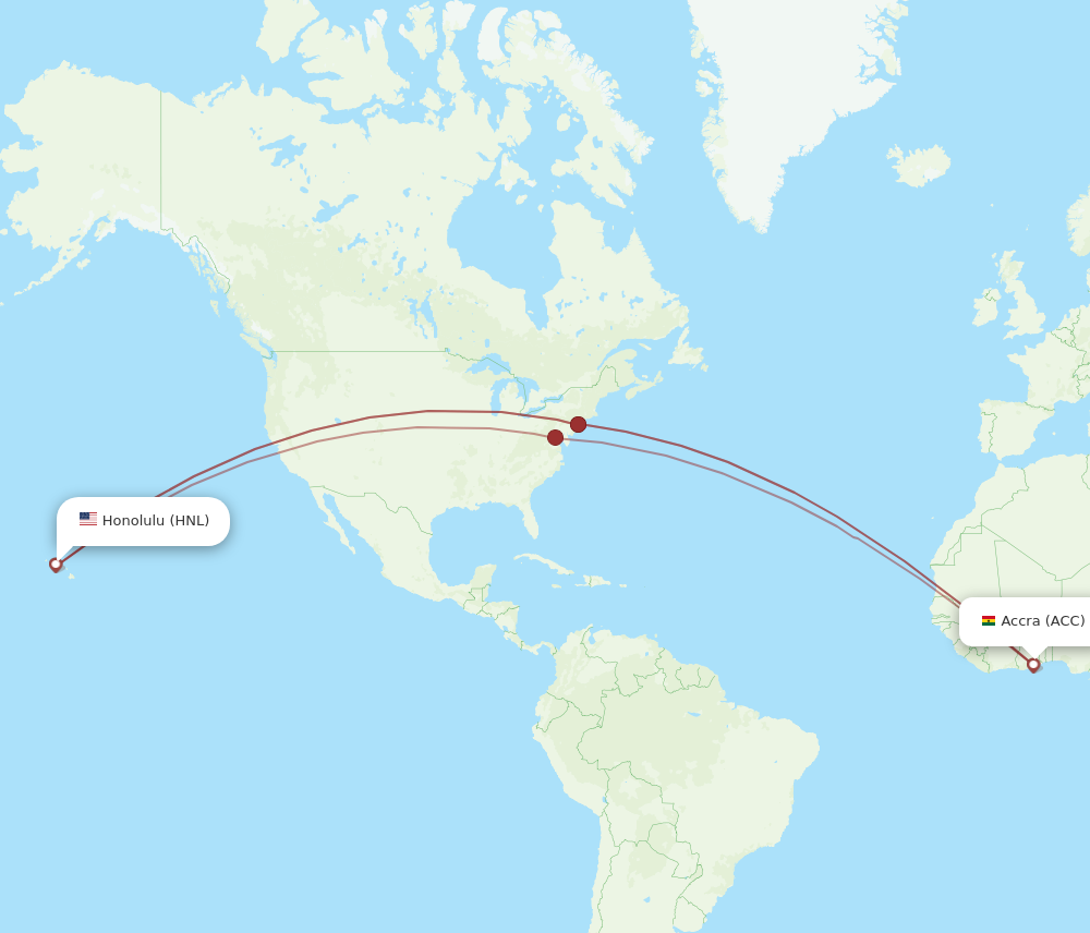 ACC to HNL flights and routes map