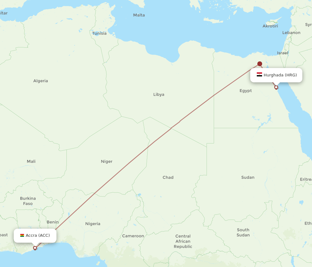 ACC-HRG flight routes