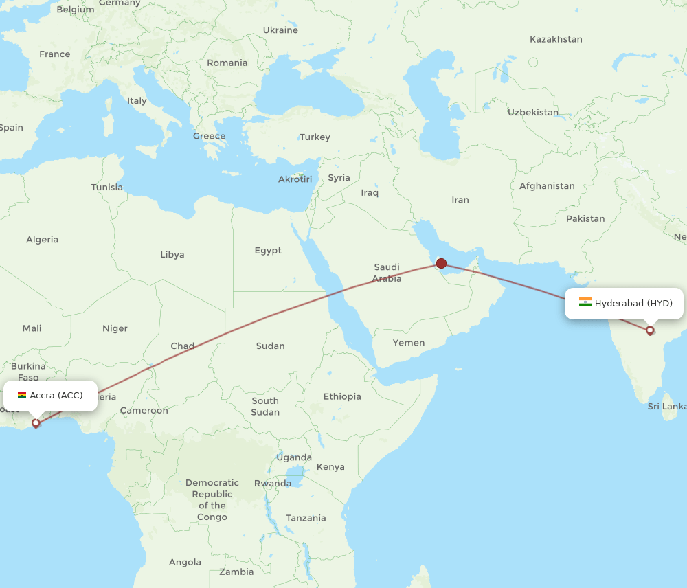ACC-HYD flight routes