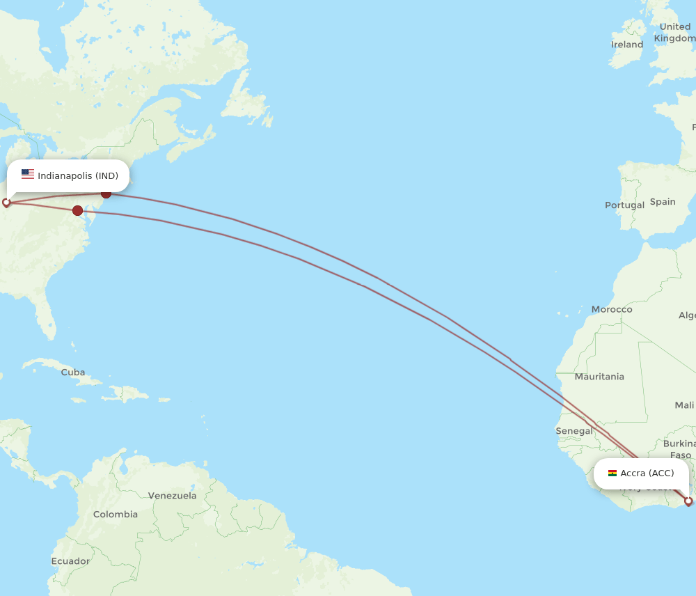 ACC-IND flight routes