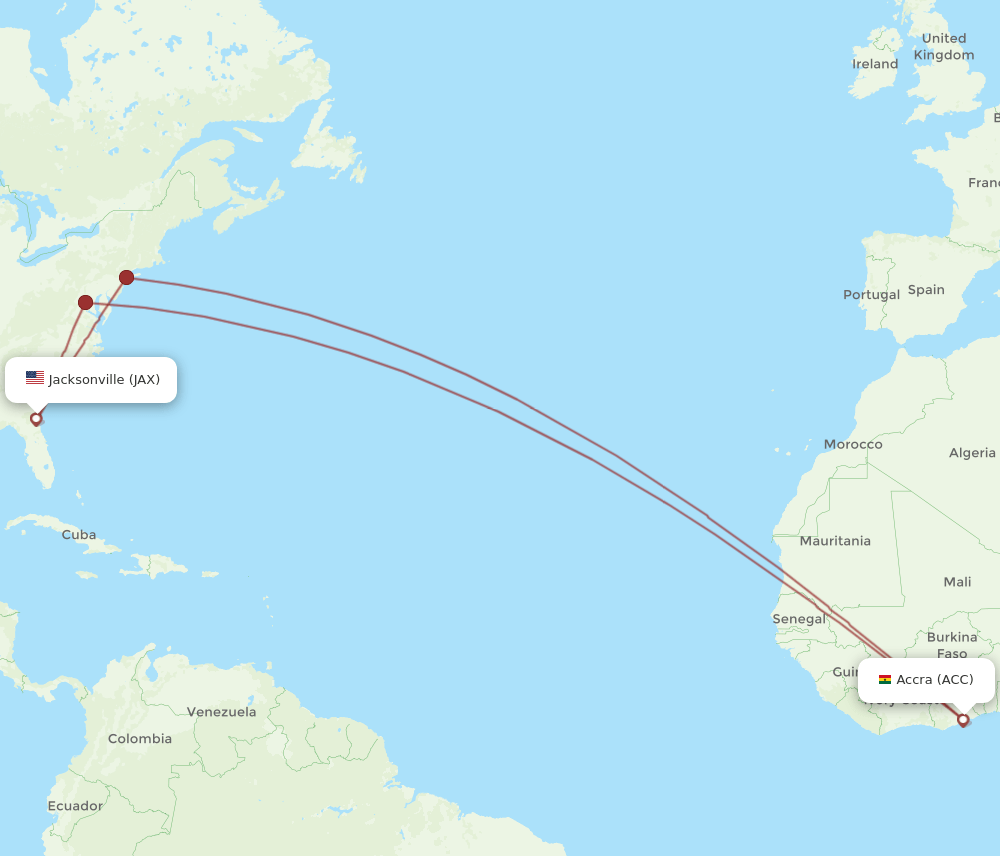 ACC-JAX flight routes