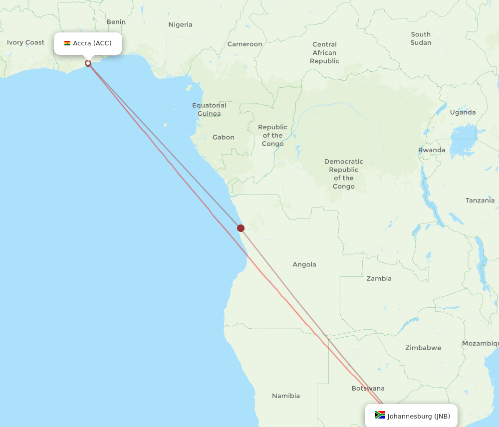 ACC-JNB flight routes