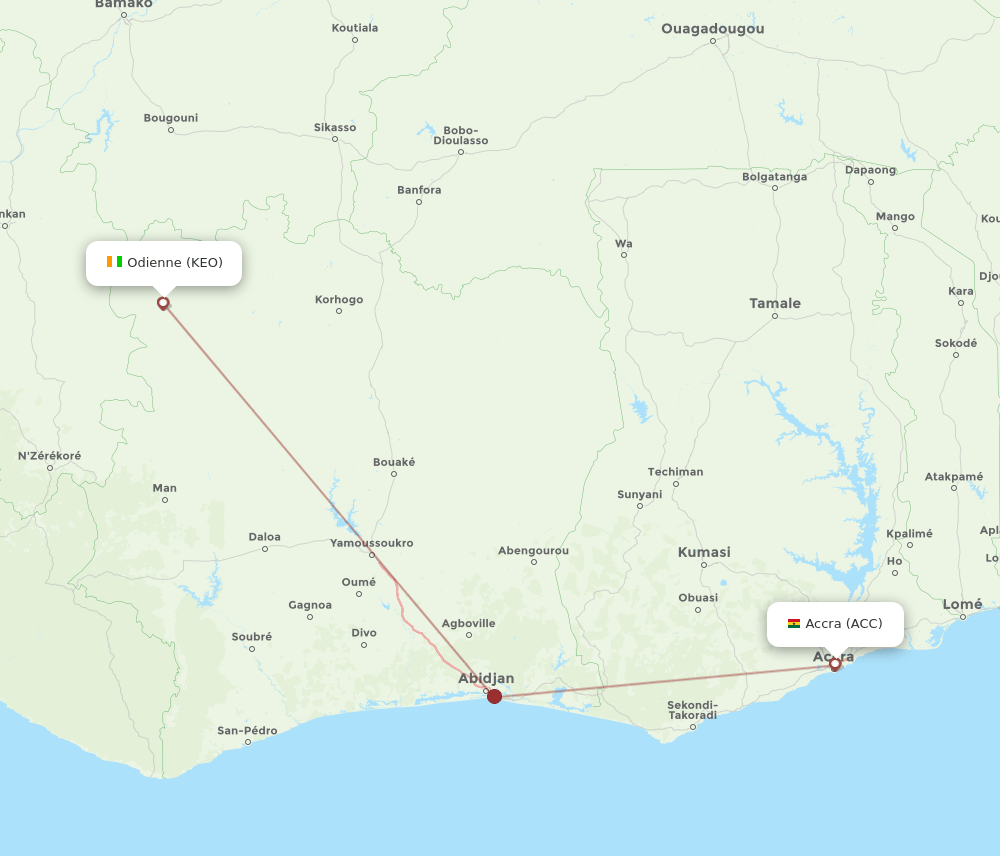 ACC-KEO flight routes
