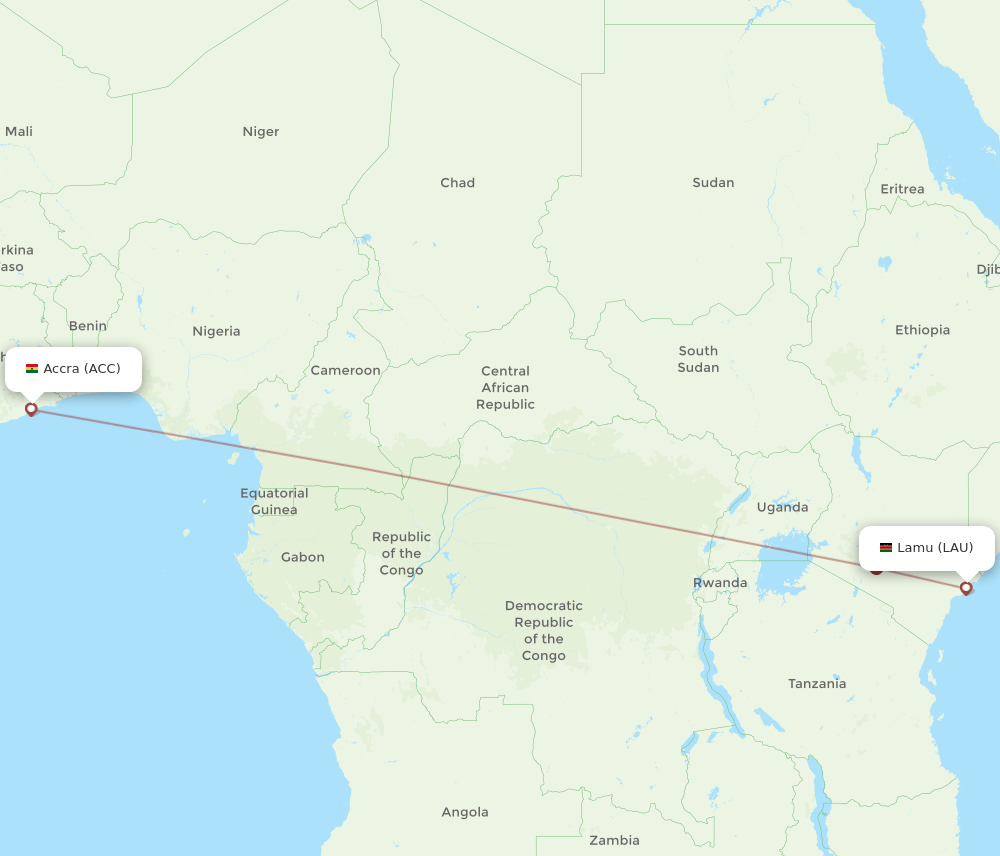 ACC-LAU flight routes