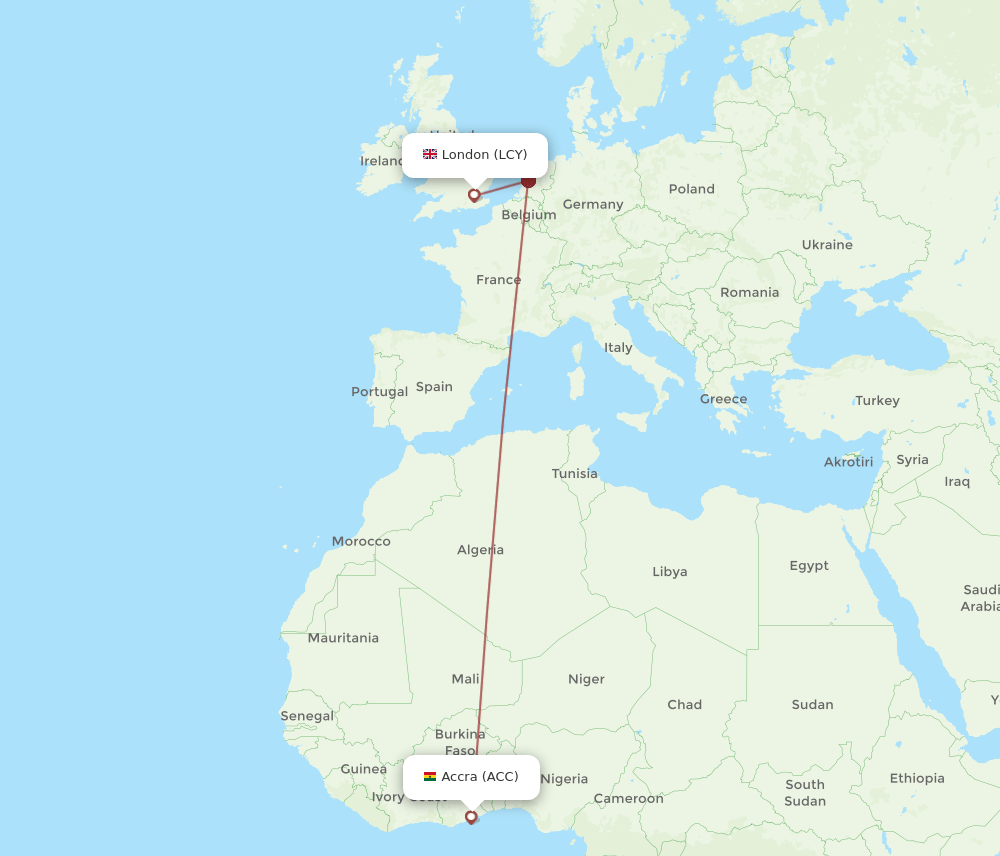 ACC-LCY flight routes