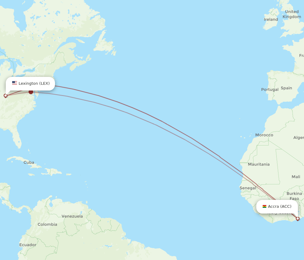 ACC-LEX flight routes