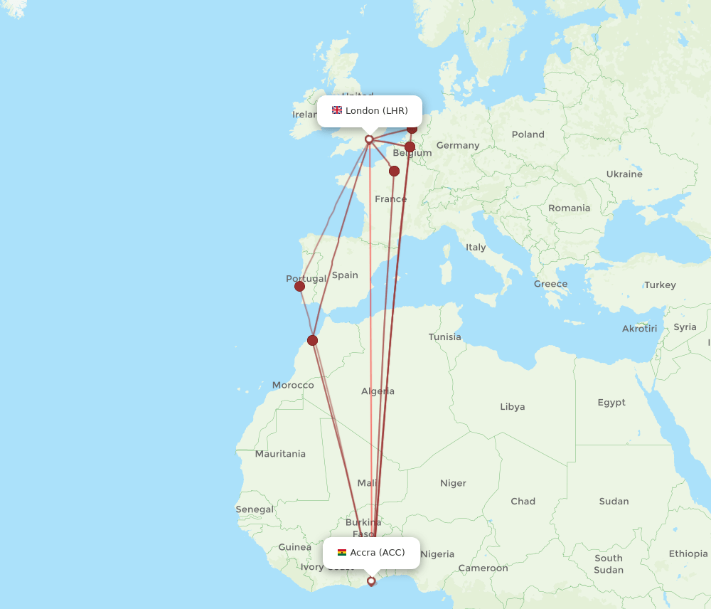 ACC-LHR flight routes