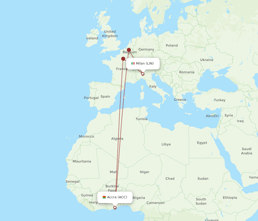 ACC-LIN flight routes