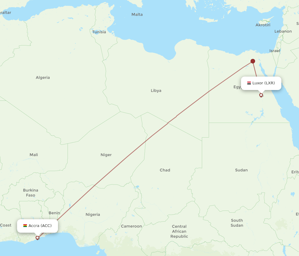 ACC-LXR flight routes