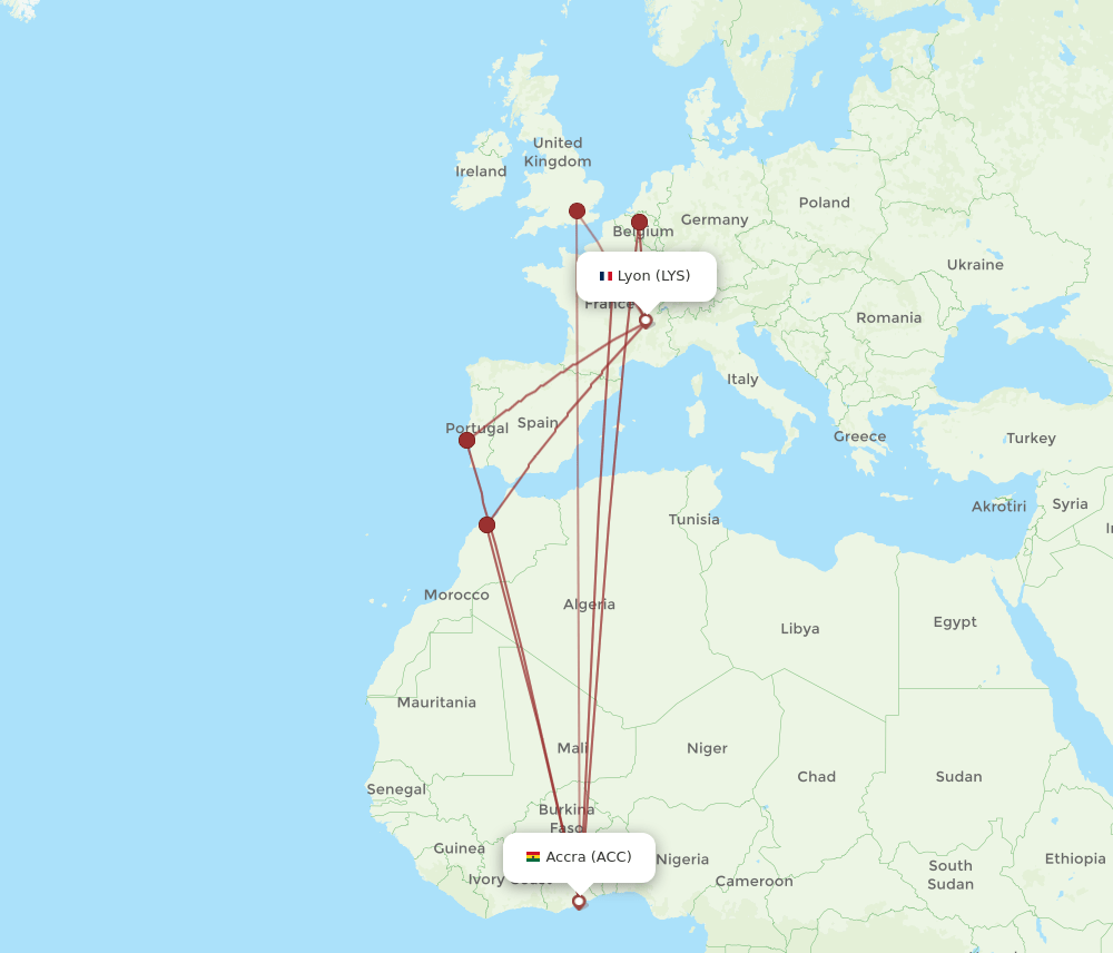 ACC-LYS flight routes