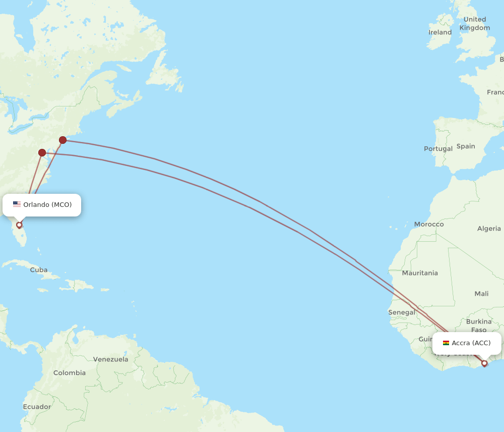 ACC-MCO flight routes