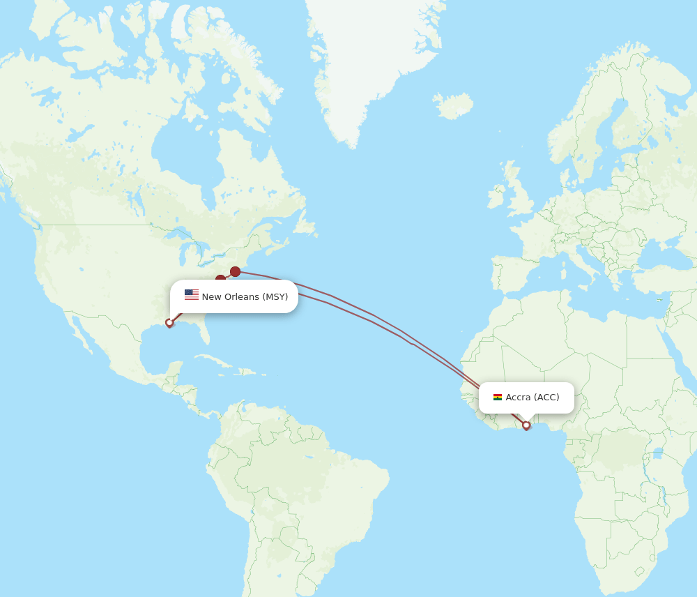 ACC-MSY flight routes