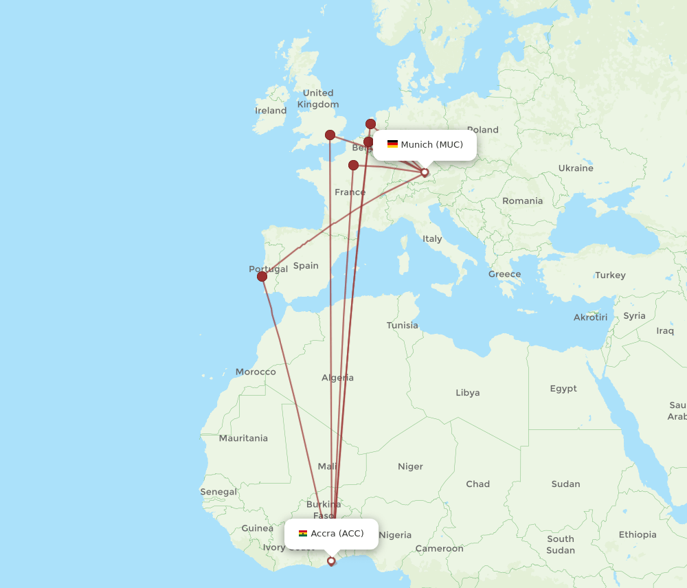 ACC-MUC flight routes