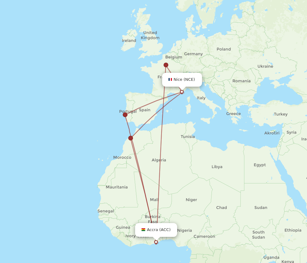 ACC-NCE flight routes