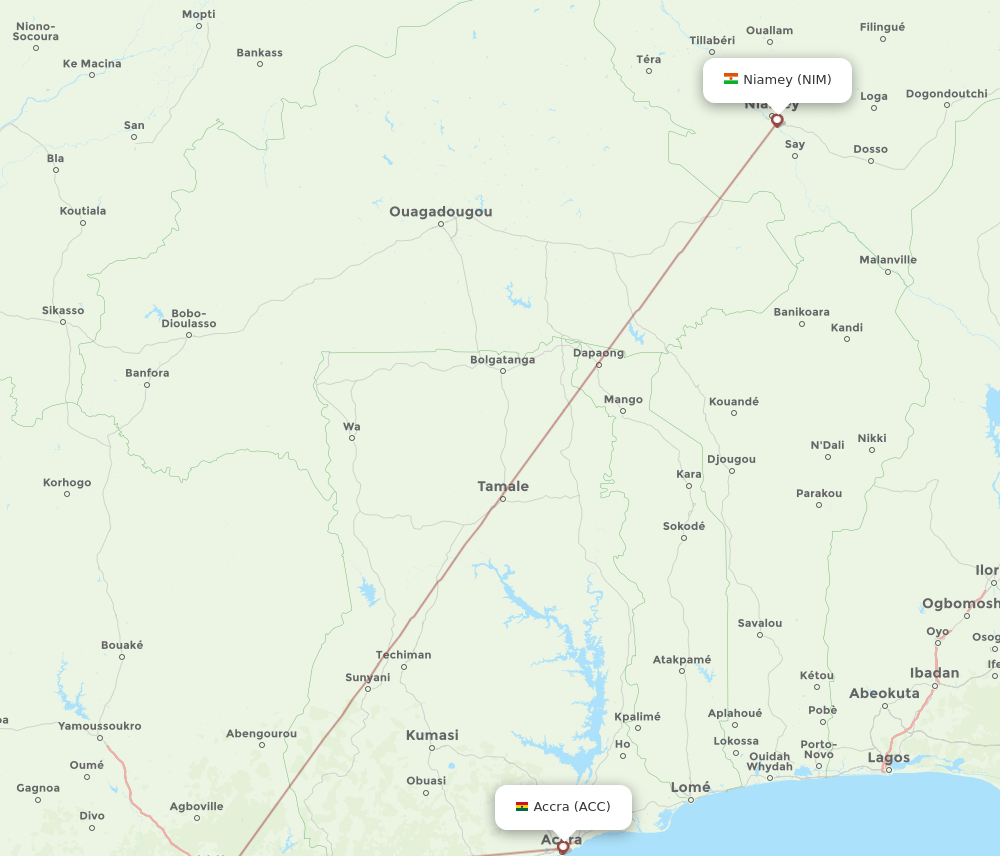 ACC-NIM flight routes