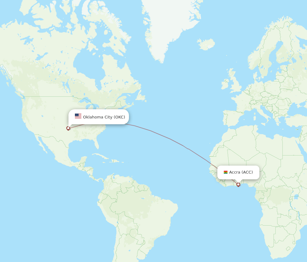 ACC-OKC flight routes