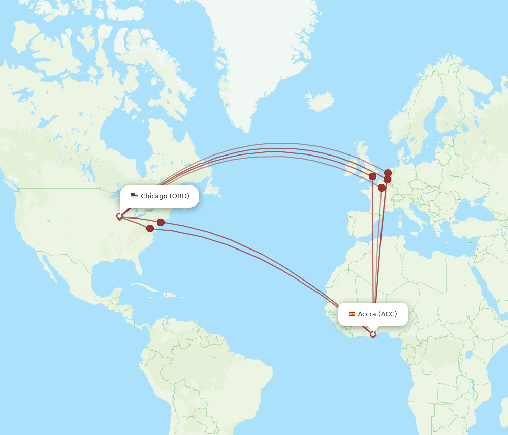 ACC to ORD flights and routes map