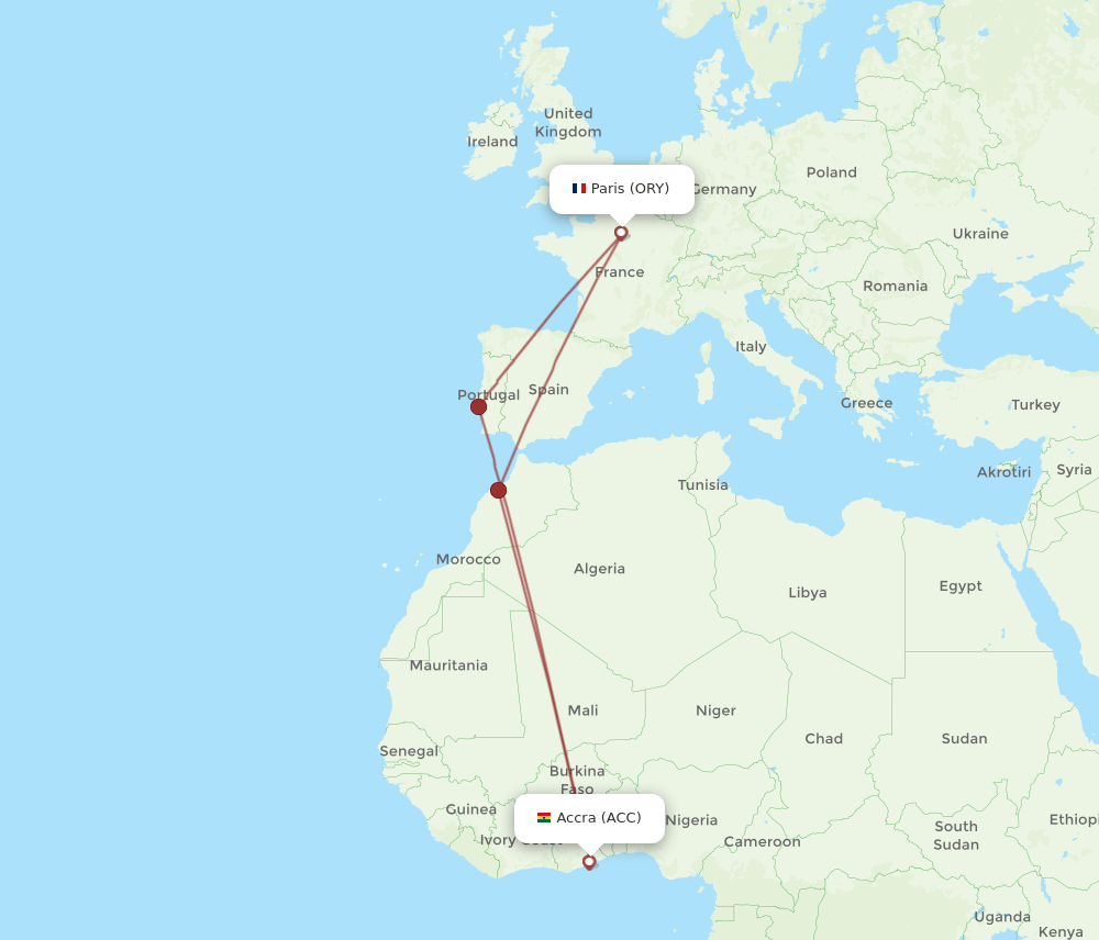 ACC-ORY flight routes