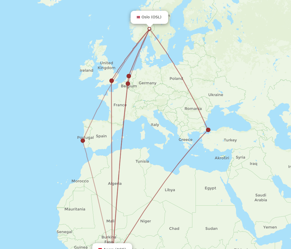 ACC-OSL flight routes