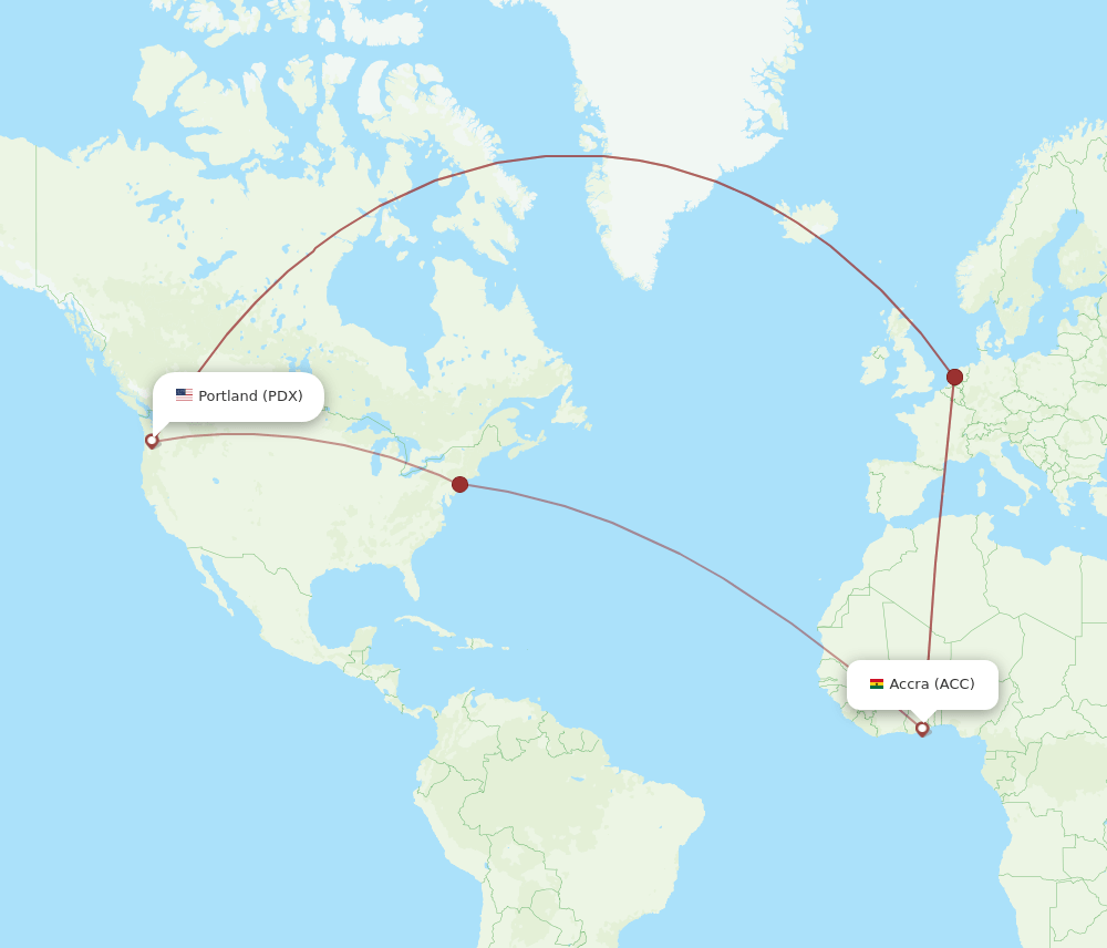 ACC-PDX flight routes