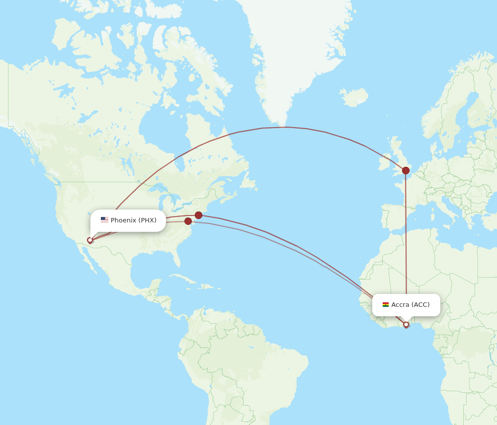 ACC-PHX flight routes