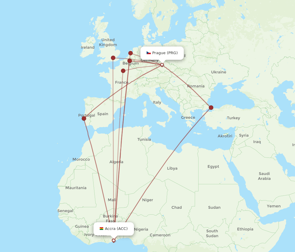 ACC-PRG flight routes