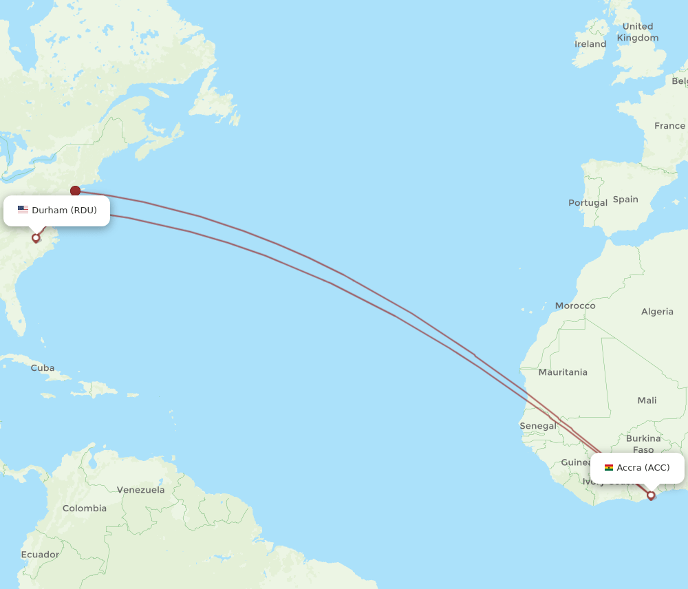 ACC-RDU flight routes