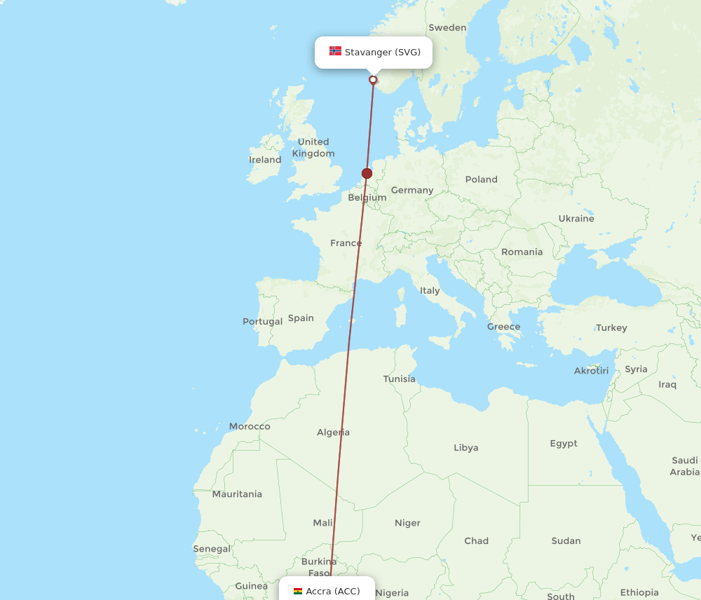 ACC-SVG flight routes