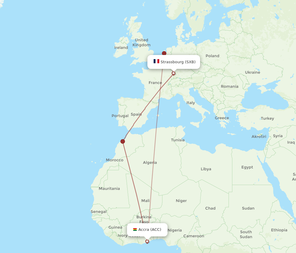 ACC-SXB flight routes
