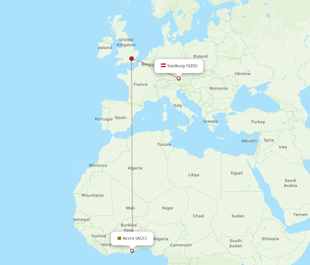 ACC-SZG flight routes