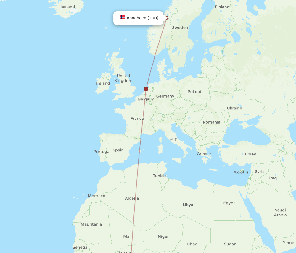 ACC-TRD flight routes