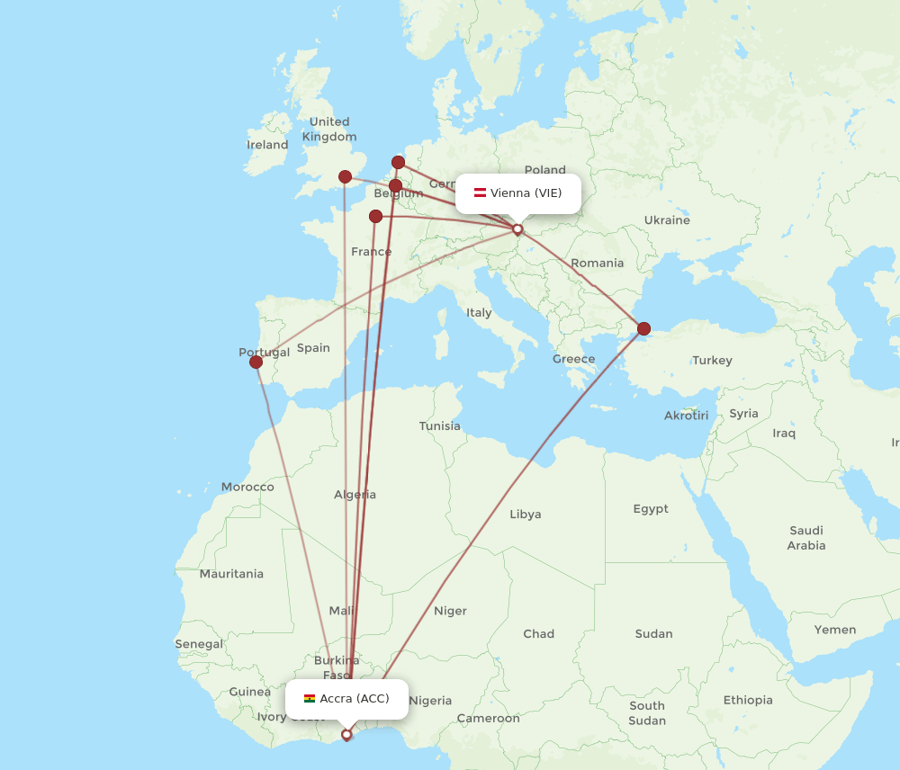 ACC-VIE flight routes