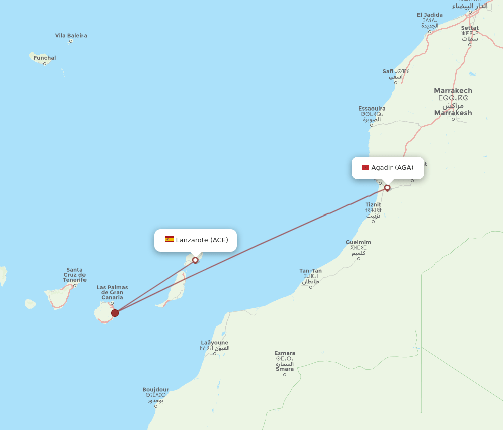 ACE-AGA flight routes