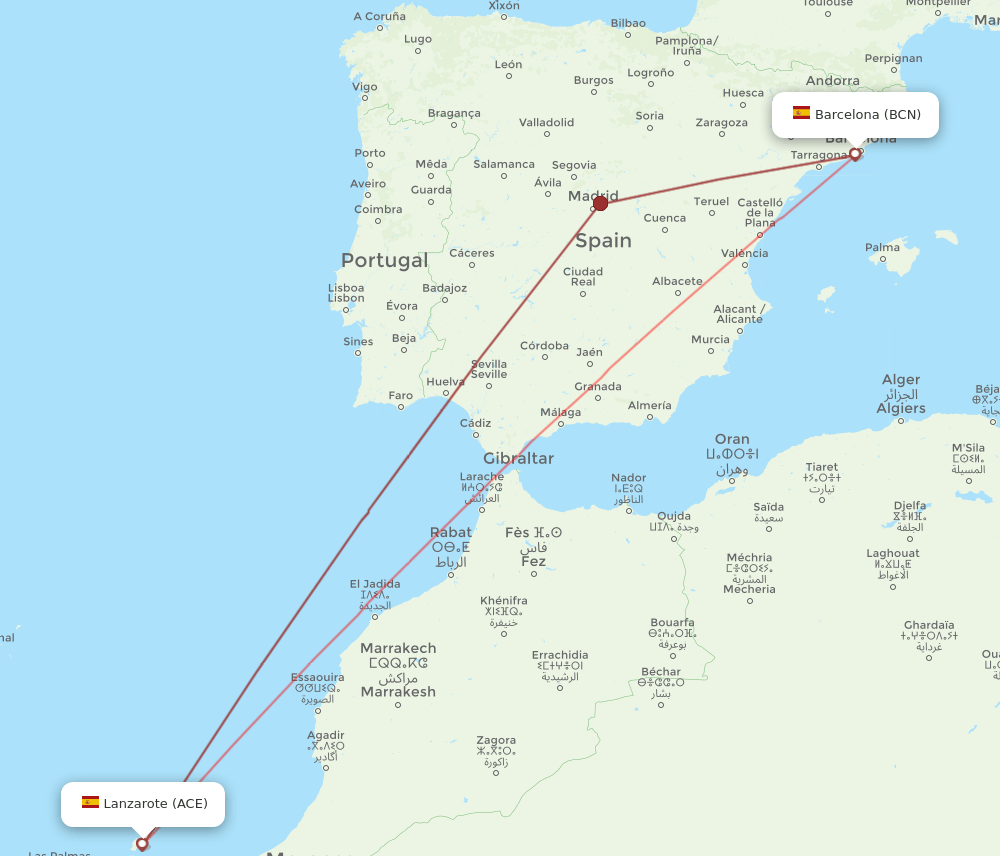 ACE-BCN flight routes
