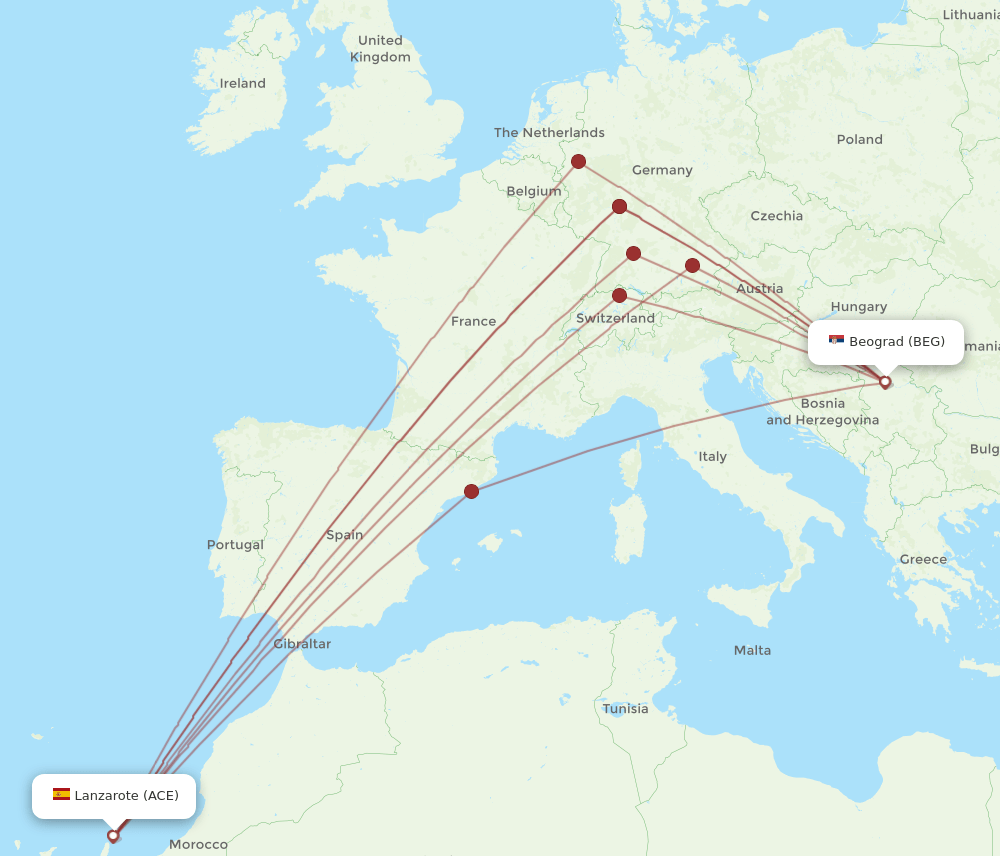 ACE-BEG flight routes