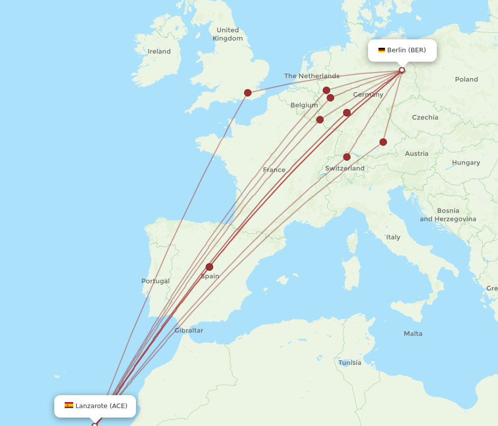 ACE to BER flights and routes map