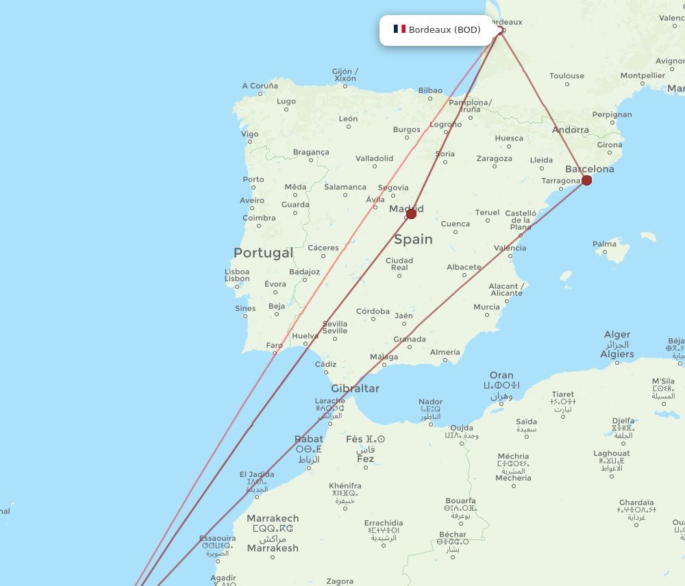 ACE to BOD flights and routes map