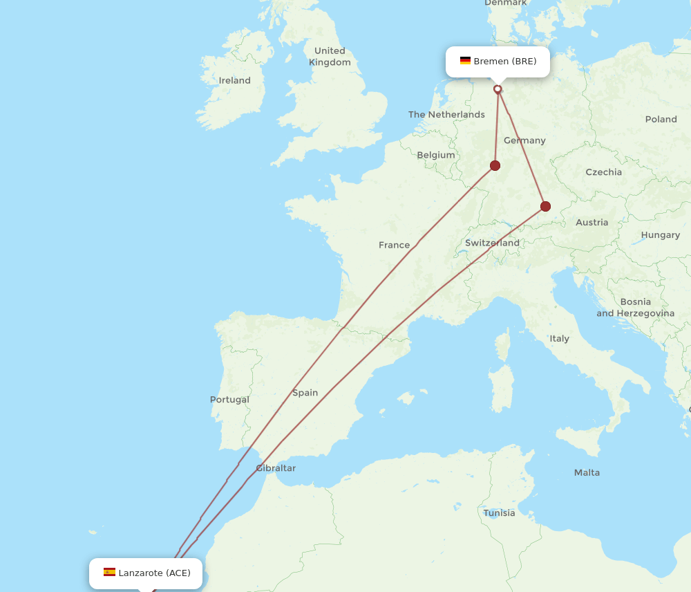 ACE-BRE flight routes