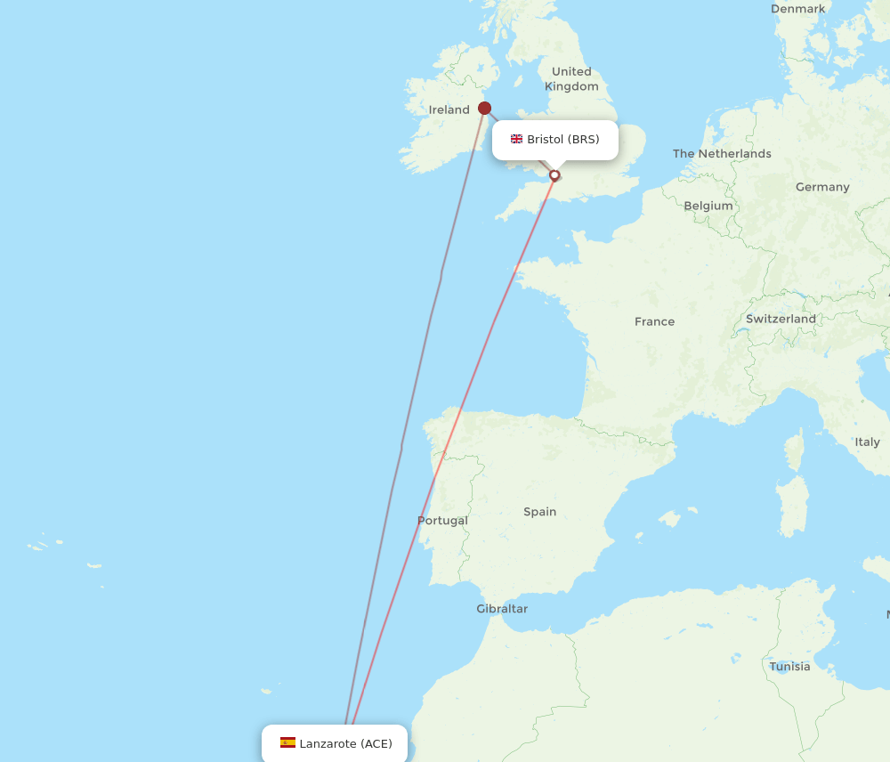 ACE to BRS flights and routes map