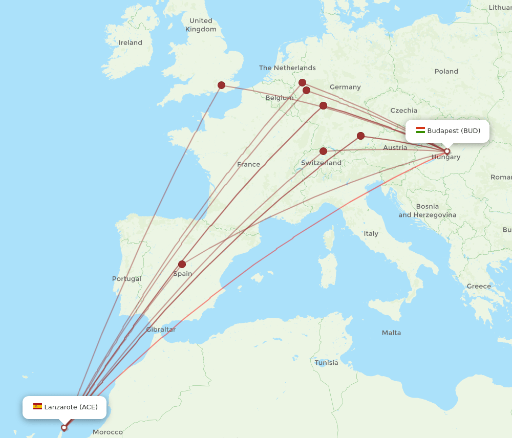 ACE-BUD flight routes