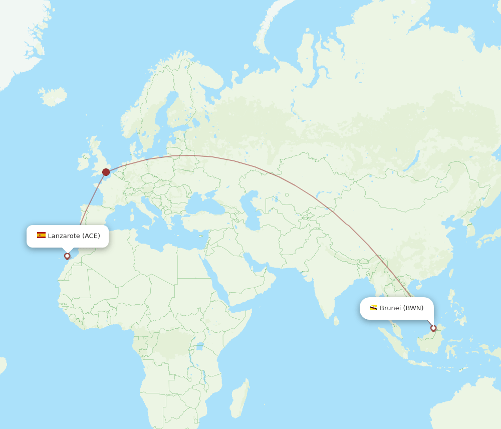 ACE-BWN flight routes
