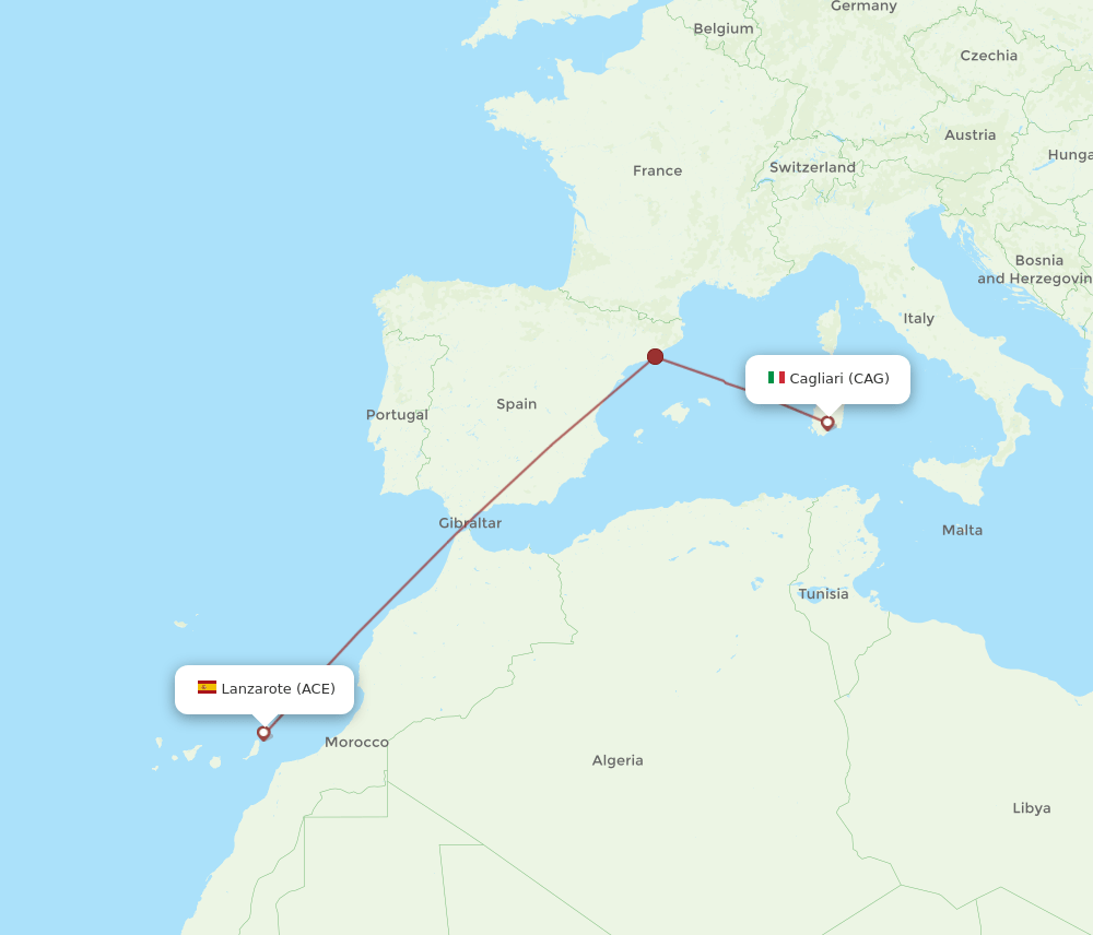 ACE to CAG flights and routes map