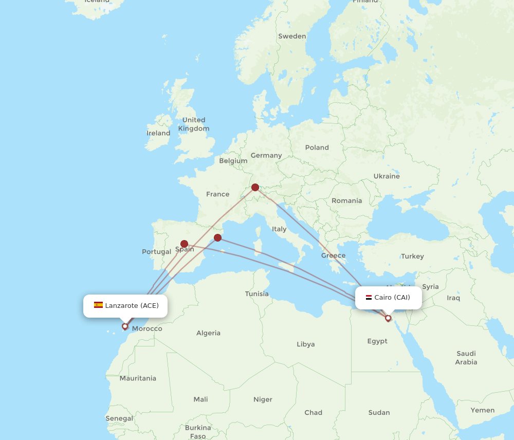 ACE to CAI flights and routes map