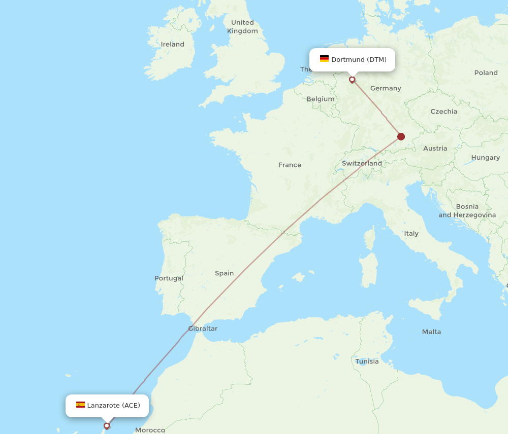 ACE to DTM flights and routes map