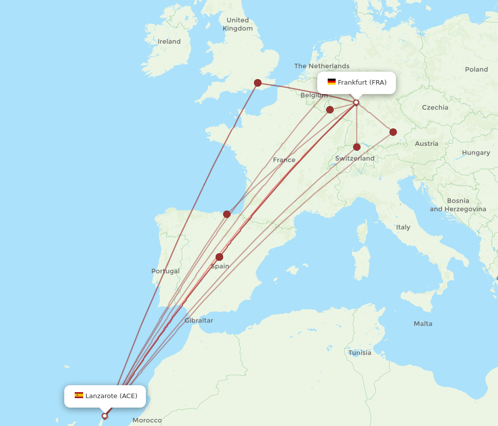 ACE to FRA flights and routes map